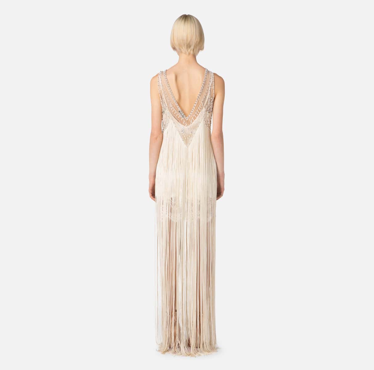 Tulle Red Carpet dress with fringes and beads - Image 6